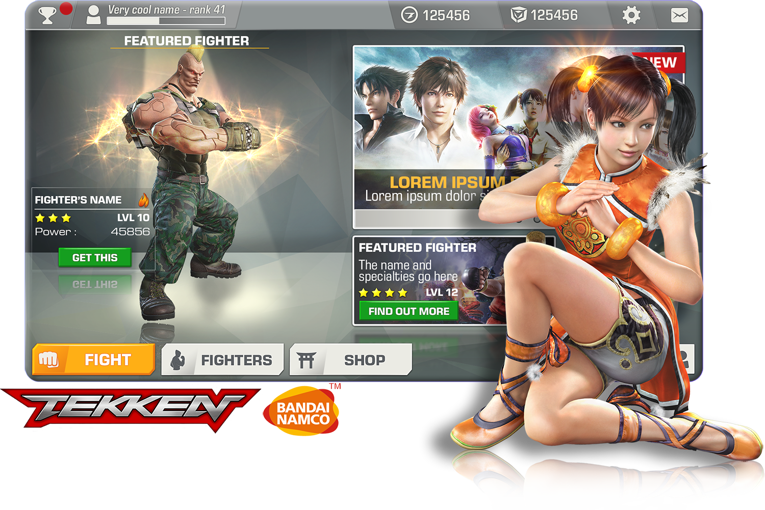 Mock-up of Tekken mobile game