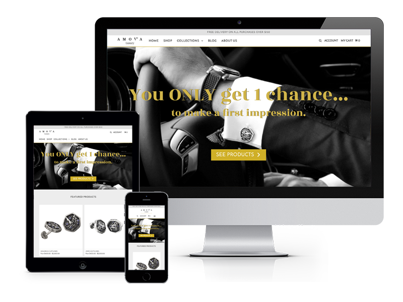 Mock-up of AMOVA Luxury website